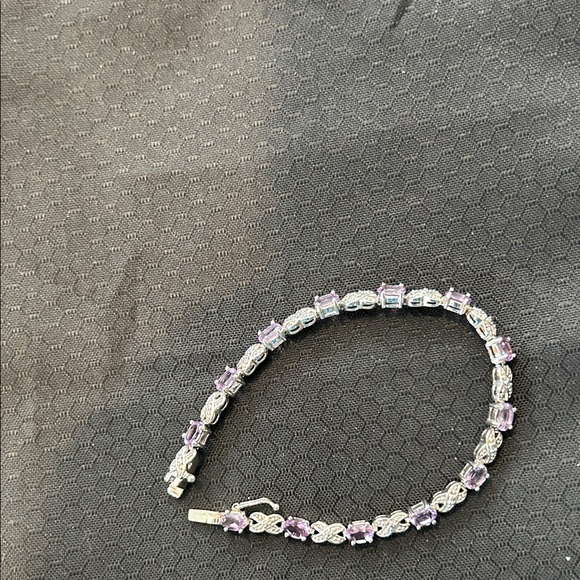 Thal sud silver and amethyst Stone 7 1/2 inch bracelet - Picture 1 of 7